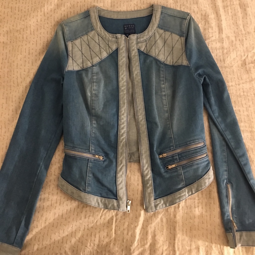Guess Denim Jacket with zips, never worn $70